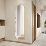 64" Gold Aluminum Arch Freestanding And Wall Mounted Framed Full Length Mirror - Image 3
