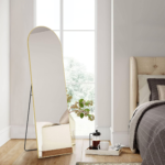 64" Gold Aluminum Arch Freestanding And Wall Mounted Framed Full Length Mirror - Image 4