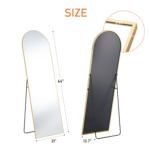 64" Gold Aluminum Arch Freestanding And Wall Mounted Framed Full Length Mirror - Image 5