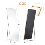 64" Gold Aluminum Freestanding And Wall Mounted Framed Full Length Mirror - Image 7