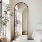 70" Black Aluminum Arch Freestanding And Wall Mounted Framed Full Length Mirror - Image 7