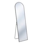 56" Black Aluminum Arch Freestanding And Wall Mounted Framed Full Length Mirror - Image 2