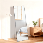 56" Black Aluminum Freestanding And Wall Mounted Framed Full Length Mirror - Image 5