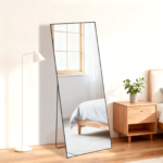 55" Black Aluminum Wall Mount Leaning Or Freestanding Framed Full Length Mirror - Image 5