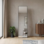 55" Black Aluminum Freestanding And Wall Mounted Framed Full Length Mirror