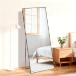 64" Black Aluminum Freestanding And Wall Mounted Framed Full Length Mirror - Image 3