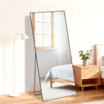 67" Black Aluminum Freestanding And Wall Mounted Framed Full Length Mirror - Image 3