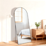 55" Black Aluminum Arch Freestanding And Wall Mounted Framed Full Length Mirror - Image 5
