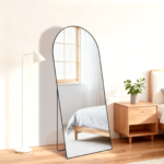 57" Black Aluminum Arch Freestanding And Wall Mounted Framed Full Length Mirror - Image 5