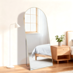 64" Gold Aluminum Arch Freestanding And Wall Mounted Framed Full Length Mirror - Image 4
