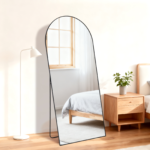 64" Black Aluminum Arch Freestanding And Wall Mounted Framed Full Length Mirror - Image 4