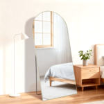 66" Gold Aluminum Arch Wall Mounted And Freestanding Framed Full Length Mirror - Image 4