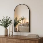 30" Black Aluminum Arch Framed Anti Fog Accent Mirror - Image 2