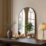 30" Black Aluminum Arch Framed Anti Fog Accent Mirror - Image 5