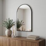 35" Black Aluminum Arch Framed Anti Fog Accent Mirror - Image 2