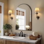 35" Black Aluminum Arch Framed Anti Fog Accent Mirror - Image 6