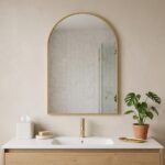 35" Gold Aluminum Arch Framed Anti Fog Accent Mirror