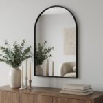 38" Black Aluminum Arch Framed Anti Fog Accent Mirror - Image 2