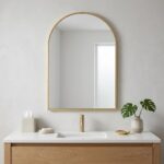 38" Gold Aluminum Arch Framed Anti Fog Accent Mirror