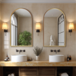 38" Gold Aluminum Arch Framed Anti Fog Accent Mirror - Image 5