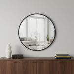 20" Black Aluminum Round Framed Accent Mirror