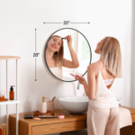 20" Black Aluminum Round Framed Accent Mirror - Image 5