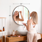 24" Black Aluminum Round Framed Accent Mirror - Image 5