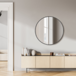 30" Black Aluminum Round Framed Accent Mirror - Image 5
