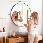 30" Black Aluminum Round Framed Accent Mirror - Image 8