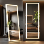 70" Silver Lighted Freestanding And Wall Mounted Framed Full Length Mirror - Image 4
