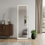 64" Lighted Wall Mount Leaning Or Freestanding Frameless Full Length Mirror