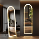 60" Silver Arch Lighted Freestanding And Wall Mounted Framed Full Length Mirror - Image 5