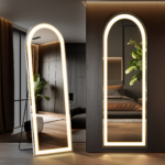 63" Silver Arch Lighted Freestanding And Wall Mounted Framed Full Length Mirror - Image 5